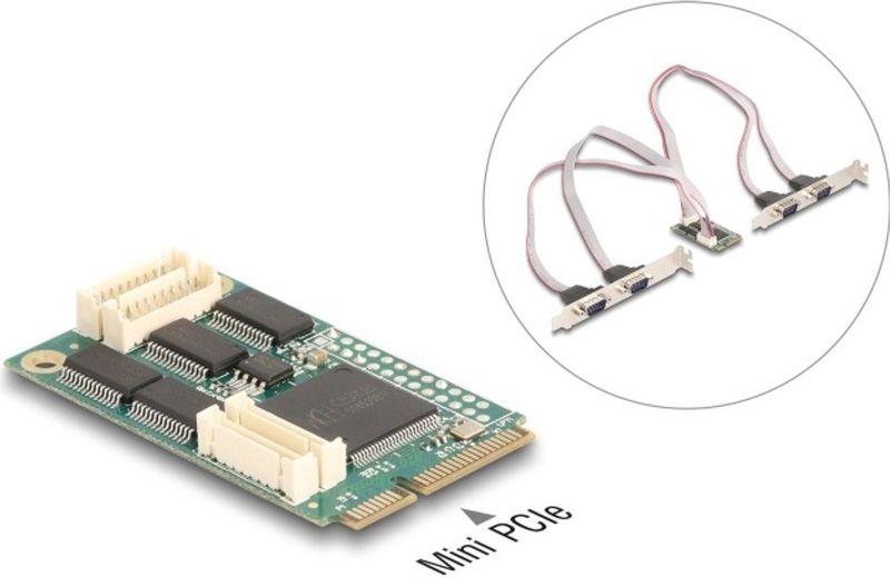 Delock - Mini PCIe I/O - Controlekaart - 4 x Seriële RS-232