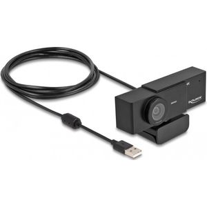 Delock - 4K Webcam - Zwart - Metalen Behuizing - Ingebouwde Microfoon
