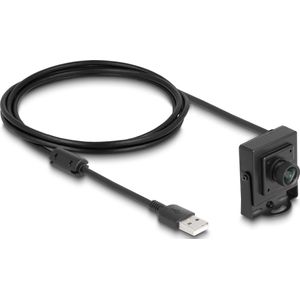 Delock USB 2.0 camera 2,1 megapixel 100° vaste focus (2.10 Mpx), Webcam, Zwart