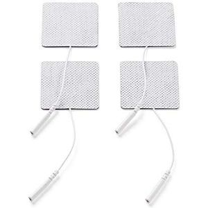 Promed Weefselelektrode 45 x 45 mm, 4 stuks, zelfklevende Tens elektroden met 2 mm stekkeraansluiting voor TENS/EMS-apparaten, herbruikbaar