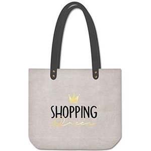 Grafik Werkstatt shopper dames | tas | ShoppingBag | linnen | grijs-goud | lievelingstas, Shopping Queen (meerkleurig) - 62009