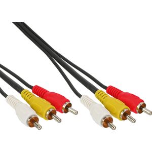 InLine RCA-kabel, audio/video 3x RCA St/St 3m