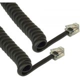 Telefoon spiraalkabel RJ10 - RJ10 - 1:1 aangesloten / zwart - 2 meter
