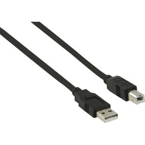 USB-A naar USB-B kabel - USB2.0 - tot 2A / zwart - 0,50 meter