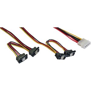 Molex (m) - 4x SATA (v) haaks met metalen klem splitter - 0,50 meter