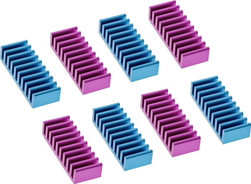 InLine - RAM-koeler - Koelribben - Blauw, Paars - 8 Stuks, 22 x 8 x 5 mm
