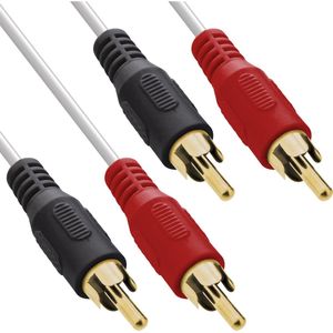 InLine - Cinch-kabel - 1 Meter - Rood/Zwart - Vergulde Contacten