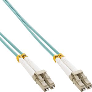 Premium LC Duplex Optical Fiber Patch kabel - Multi Mode OM3 - turquoise / LSZH - 0,50 meter