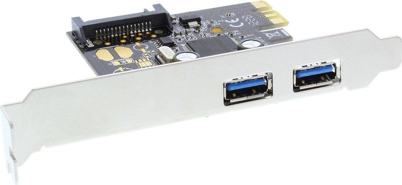 InLine - PCIe Kaart - 2x USB 3.0 - SATA-Voeding