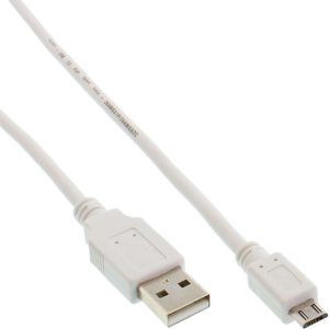 USB Micro B naar USB-A kabel - USB2.0 - tot 1A / wit - 0,50 meter