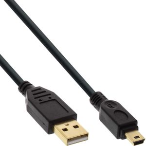 InLine 1,5 m USB-kabel 1,5 m USB A Mini-USB B zwart - USB-kabel (1,5 m, USB A, Mini-USB B, 2.0, mannelijke connector/mannelijke connector, zwart)