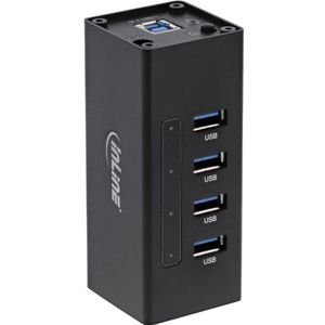 InLine USB hub met 4 poorten - USB3.0 - externe 12V voeding / zwart - 1 meter