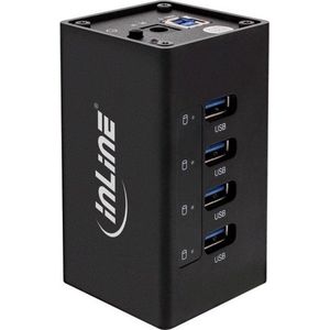 InLine USB hub met 4 poorten - USB3.0 - externe 12V voeding / zwart - 1 meter