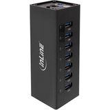 InLine USB hub met 7 poorten - USB3.0 - externe 12V voeding / zwart - 1 meter