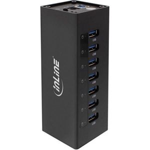 InLine USB hub met 7 poorten - USB3.0 - externe 12V voeding / zwart - 1 meter