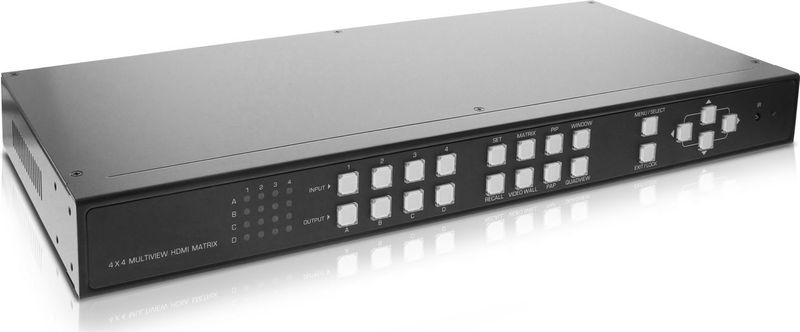 InLine 57830I HDMI 4x4 Multi View Matrix/Videowand Switch, 4 ingangen op 4 uitgangen, FullHD