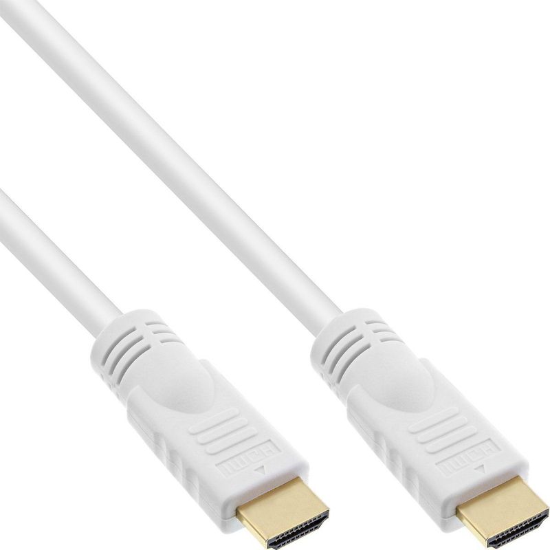 InLine 17510W HDMI-kabel, HDMI High Speed met Ethernet, Premium, 4K2K, stekker/stekker, wit/goud, 10m