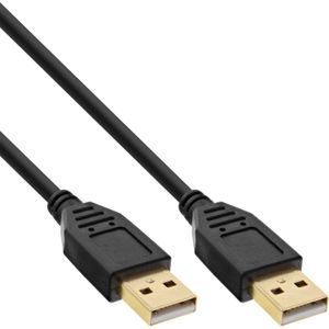 InLine 34310S USB 2.0 kabel, A naar A, zwart, contacten, goud, 1 m