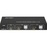 InLine - 2x1 USB HDMI KVM Switch - Zwart - Inclusief Kabels - Metalen Behuizing