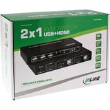 InLine - 2x1 USB HDMI KVM Switch - Zwart - Inclusief Kabels - Metalen Behuizing