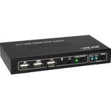InLine - 2x1 USB HDMI KVM Switch - Zwart - Inclusief Kabels - Metalen Behuizing