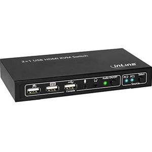 InLine 62602I KVM Desktop Switch, 2-voudig, HDMI 4K2K, USB 2.0 Hub, met audio, zwart