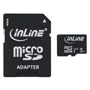 InLine 35052I MicroSDXC geheugenkaart met SD-adapter, klasse 10/U3, 16GB, zwart
