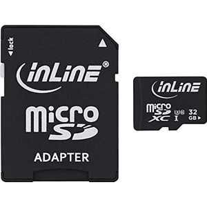 InLine 35053I MicroSDXC geheugenkaart met SD-adapter, klasse 10/U3, 32GB, zwart
