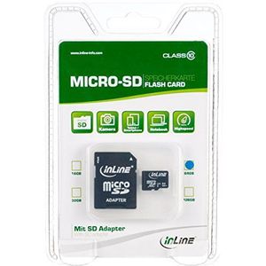 InLine 35054I MicroSDXC geheugenkaart met SD-adapter, klasse 10/U3, 64GB, zwart