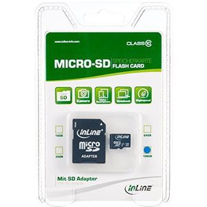 InLine® MicroSDXC geheugenkaart met SD-adapter, klasse 10/U3, 128 GB