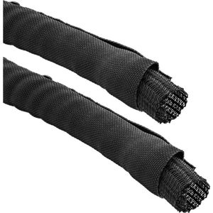 Polyester kabelsleeve zelfsluitend met mantel - 25mm / zwart - 1 meter