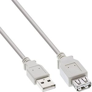 InLine 34650X USB 2.0 verlenging, stekker/bus, type A, beige/grijs, 0,5 m