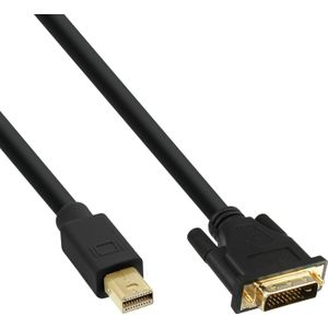 InLine 17224 Mini DisplayPort zu DVI Kabel, Mini DisplayPort Stecker auf DVI-D 24+1 Stecker, schwarz/gold, 1,5m
