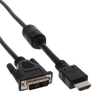 InLine® 17658 HDMI-DVI adapterkabel, 19pol stekker op 18+1 stekker, met ferriet, 0,3m