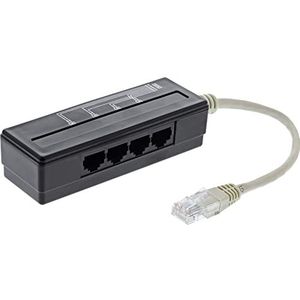 InLine 69995A 4-voudige telefoonpoort splitter, RJ45-stekker op 4x RJ45-bus, 0,15 m