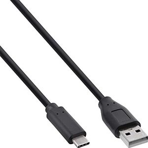 InLine® USB 2.0 kabel, type C stekker aan A stekker, zwart, 5m