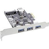 InLine - Controlekaart - 4-poorts PCI-Express USB 3.0 - Zwart - Aluminium