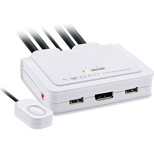 InLine 63614I 2-weg KVM Switch USB-C naar DisplayPort 1.2 4K met audio en geïntegreerde kabel