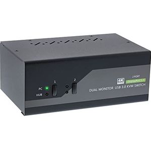 InLine - KVM Desktop Switch - Zwart - Dual-Monitor-DP - 4K Ondersteuning