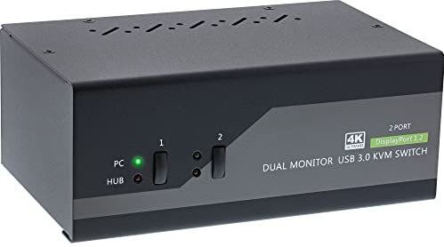 InLine - KVM Desktop Switch - Zwart - Dual-Monitor-DP - 4K Ondersteuning