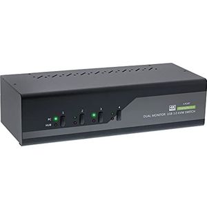 InLine 63654I KVM Desktop Switch, 4-fach, Dual-Monitor DisplayPort 1.2, 4K, USB 3.0, Audio