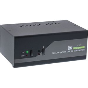 InLine 62652I KVM Desktop Switch, 2-voudig, Dual Monitor, HDMI, 4K, USB 3.0, Audio