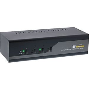 InLine - KVM Desktop Schakelaar - Zwart - Grijs - 2x HDMI - Resolutie tot 3840x2160