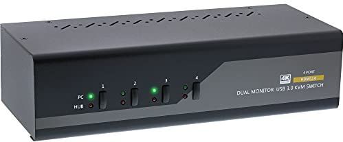 InLine - KVM Desktop Schakelaar - Zwart - Grijs - 2x HDMI - Resolutie tot 3840x2160