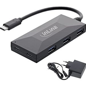 InLine 35398 interface hub USB 2.0 Type-C 5000 Mbit/s Zwart