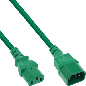 InLine® C13 naar C14 verlengkabel voor koude apparaten, 0,5 m, groen