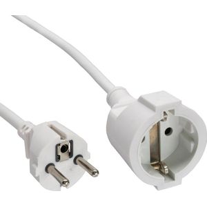 CEE 7/7 (recht) - CEE 7/3 (recht) stroom verlengkabel - 3x 1,50mm / wit - 1 meter
