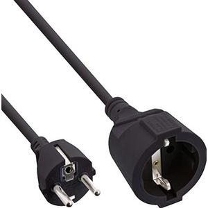 InLine® Verlengkabel met beschermingscontact mannelijk/vrouwelijk, zwart, 1,5 m