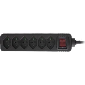 InLine 16451Y power uitbreiding 1,5 m 6 AC-uitgang(en) Binnen Zwart