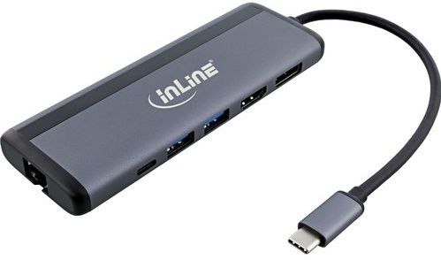 InLine 33278B interface hub USB Type-C 1000 Mbit/s Grijs